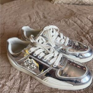 Tory Burch Silver Low-Top Sneakers